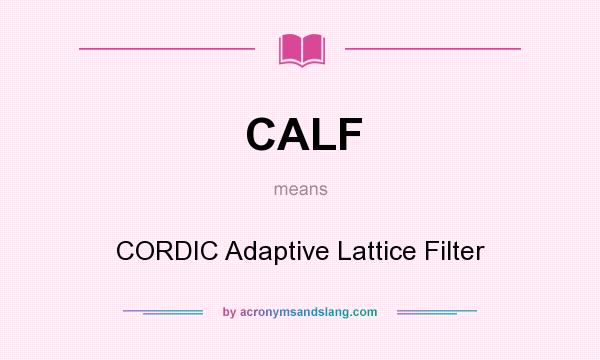 What does CALF mean? It stands for CORDIC Adaptive Lattice Filter