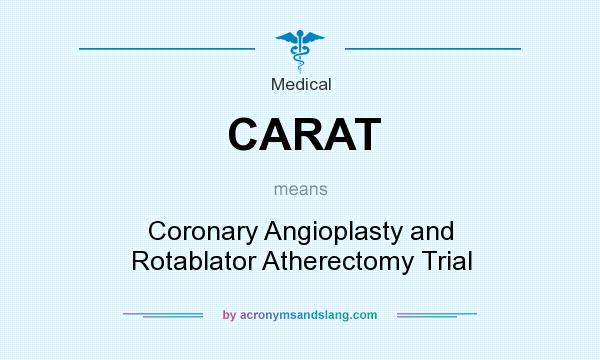 What does CARAT mean? It stands for Coronary Angioplasty and Rotablator Atherectomy Trial