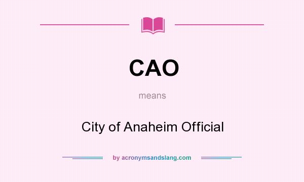 What does CAO mean? It stands for City of Anaheim Official
