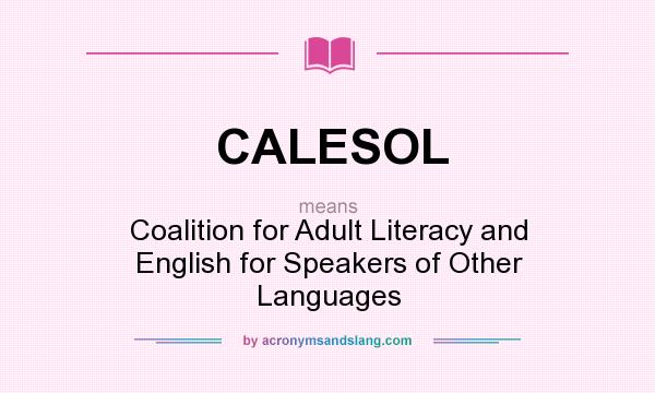 What does CALESOL mean? It stands for Coalition for Adult Literacy and English for Speakers of Other Languages