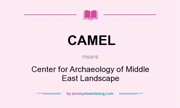 What does CAMEL mean? It stands for Center for Archaeology of Middle East Landscape