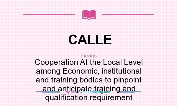 What does CALLE mean? It stands for Cooperation At the Local Level among Economic, institutional and training bodies to pinpoint and anticipate training and qualification requirement
