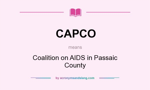What does CAPCO mean? It stands for Coalition on AIDS in Passaic County