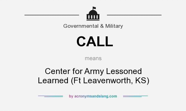 What does CALL mean? It stands for Center for Army Lessoned Learned (Ft Leavenworth, KS)