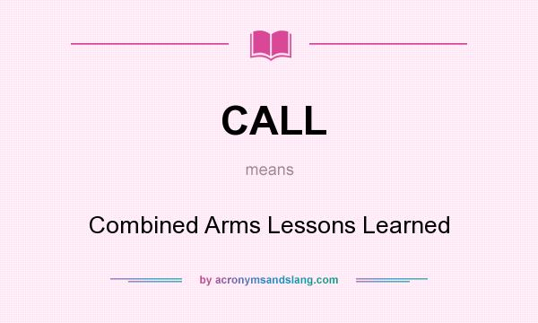 What does CALL mean? It stands for Combined Arms Lessons Learned