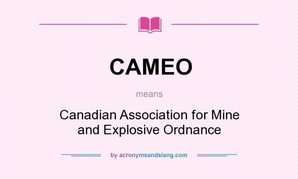 What does CAMEO mean? It stands for Canadian Association for Mine and Explosive Ordnance