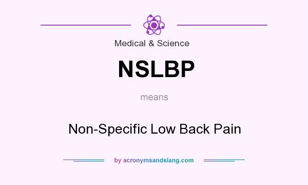 What does NSLBP mean? It stands for Non-Specific Low Back Pain