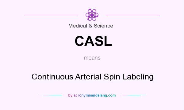 What does CASL mean? It stands for Continuous Arterial Spin Labeling