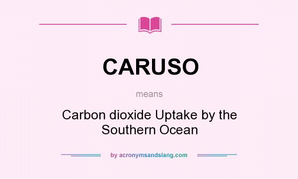 What does CARUSO mean? It stands for Carbon dioxide Uptake by the Southern Ocean