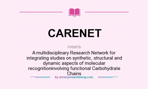What does CARENET mean? It stands for A multidisciplinary Research Network for integrating studies on synthetic, structural and dynamic aspects of molecular recognitioninvolving functional Carbohydrate Chains