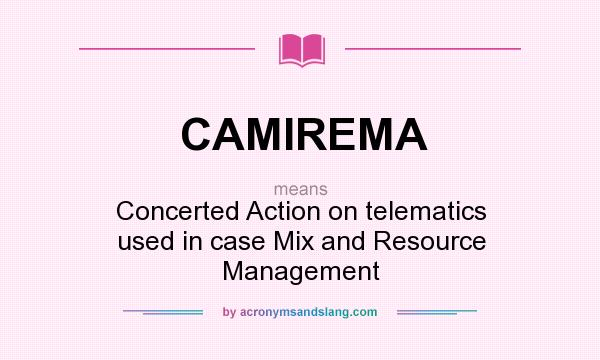 What does CAMIREMA mean? It stands for Concerted Action on telematics used in case Mix and Resource Management