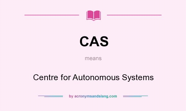 What does CAS mean? It stands for Centre for Autonomous Systems