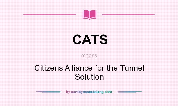 What does CATS mean? It stands for Citizens Alliance for the Tunnel Solution