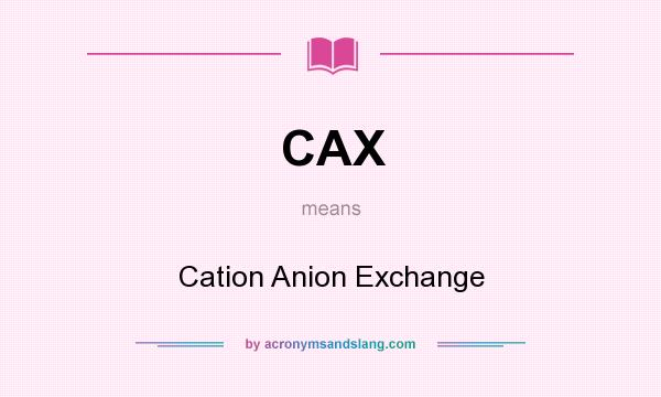 What does CAX mean? It stands for Cation Anion Exchange