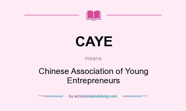 What does CAYE mean? It stands for Chinese Association of Young Entrepreneurs