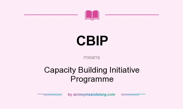 What does CBIP mean? It stands for Capacity Building Initiative Programme