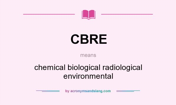 What does CBRE mean? It stands for chemical biological radiological environmental