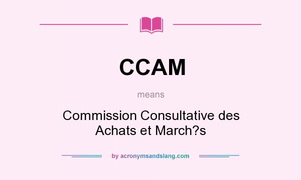 What does CCAM mean? It stands for Commission Consultative des Achats et March?s