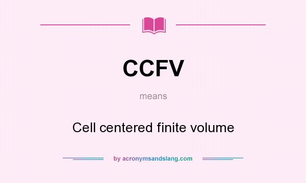 What does CCFV mean? It stands for Cell centered finite volume