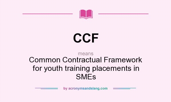 What does CCF mean? It stands for Common Contractual Framework for youth training placements in SMEs