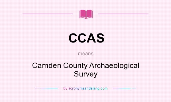 What does CCAS mean? It stands for Camden County Archaeological Survey