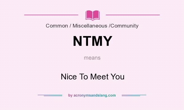 What does NTMY mean? It stands for Nice To Meet You