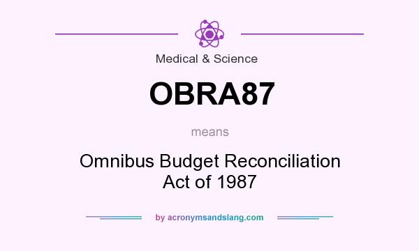 What does OBRA87 mean? It stands for Omnibus Budget Reconciliation Act of 1987