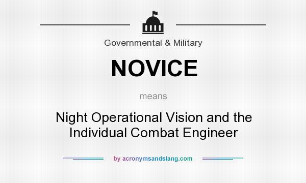 What does NOVICE mean? It stands for Night Operational Vision and the Individual Combat Engineer