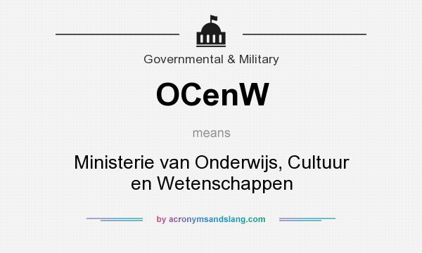 What does OCenW mean? It stands for Ministerie van Onderwijs, Cultuur en Wetenschappen