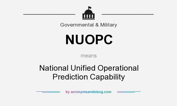 What does NUOPC mean? It stands for National Unified Operational Prediction Capability