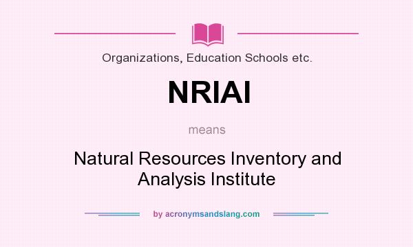 What does NRIAI mean? It stands for Natural Resources Inventory and Analysis Institute
