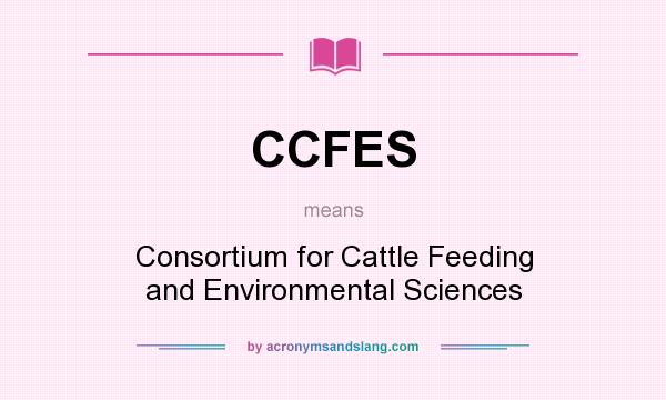 What does CCFES mean? It stands for Consortium for Cattle Feeding and Environmental Sciences