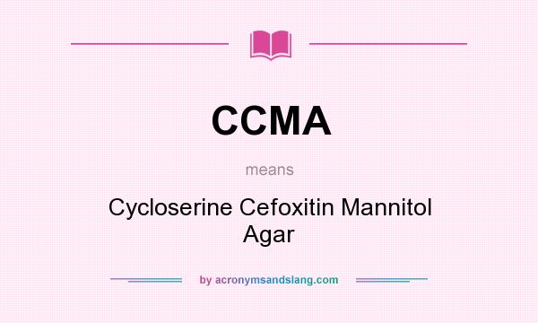 What does CCMA mean? It stands for Cycloserine Cefoxitin Mannitol Agar