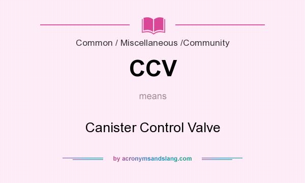 What does CCV mean? It stands for Canister Control Valve