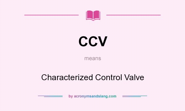 What does CCV mean? It stands for Characterized Control Valve