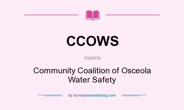 What does CCOWS mean? It stands for Community Coalition of Osceola Water Safety