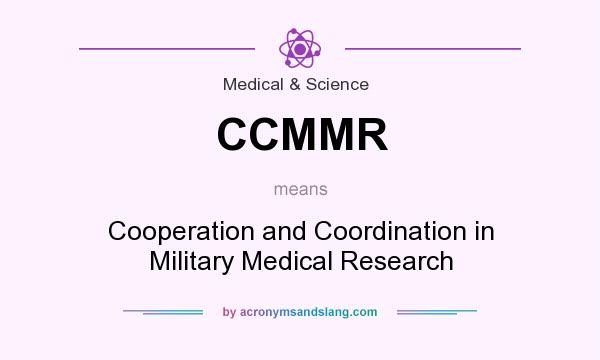 What does CCMMR mean? It stands for Cooperation and Coordination in Military Medical Research