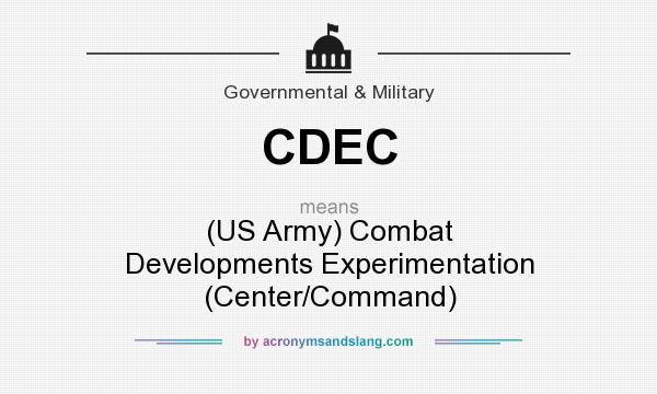 What does CDEC mean? It stands for (US Army) Combat Developments Experimentation (Center/Command)