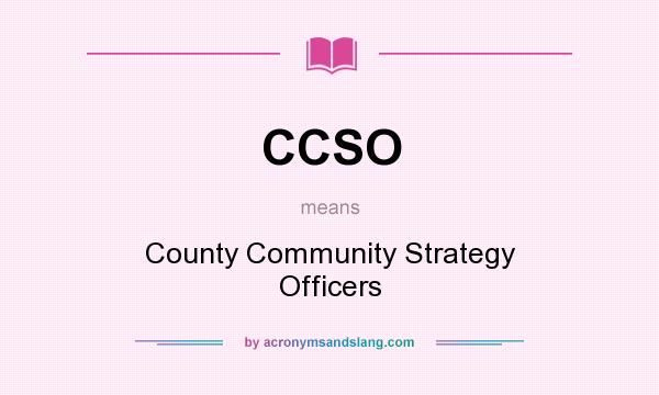 What does CCSO mean? It stands for County Community Strategy Officers