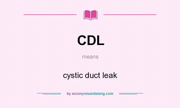 What does CDL mean? It stands for cystic duct leak