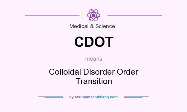 What does CDOT mean? It stands for Colloidal Disorder Order Transition