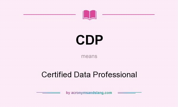 What does CDP mean? It stands for Certified Data Professional