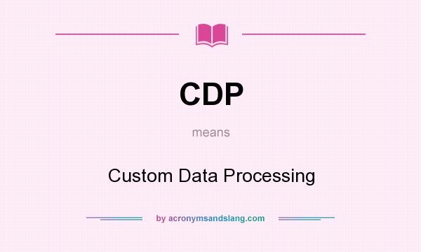 What does CDP mean? It stands for Custom Data Processing