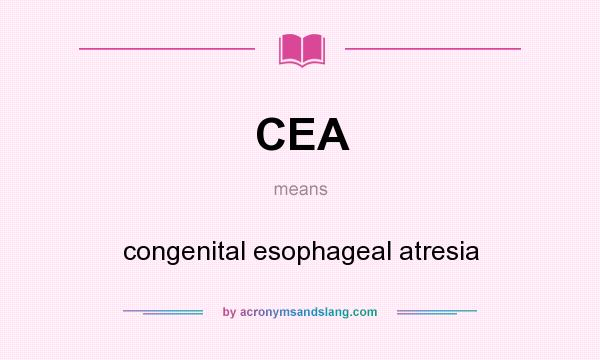 What does CEA mean? It stands for congenital esophageal atresia