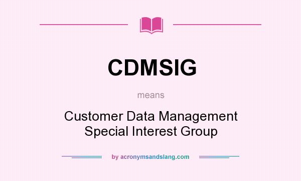 What does CDMSIG mean? It stands for Customer Data Management Special Interest Group
