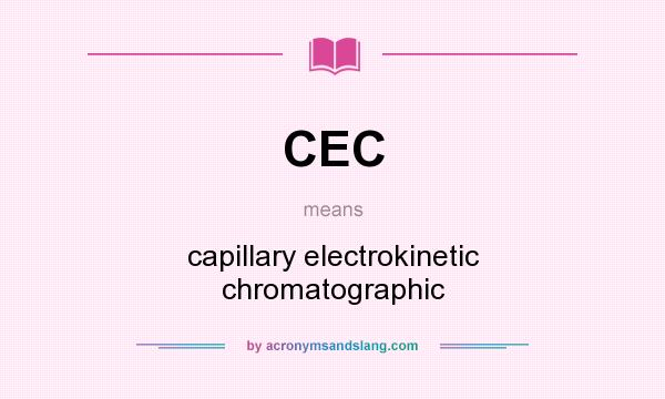 What does CEC mean? It stands for capillary electrokinetic chromatographic