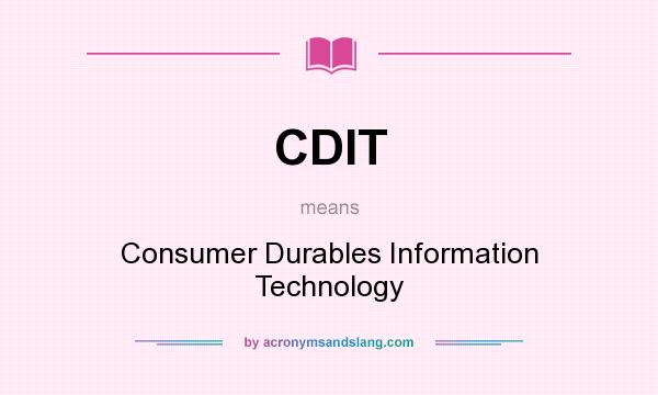 What does CDIT mean? It stands for Consumer Durables Information Technology