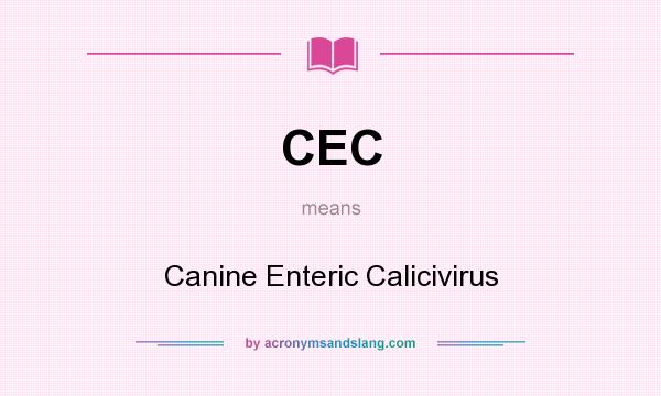 What does CEC mean? It stands for Canine Enteric Calicivirus