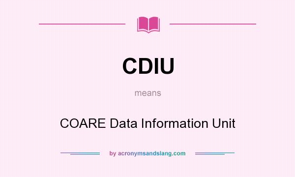 What does CDIU mean? It stands for COARE Data Information Unit