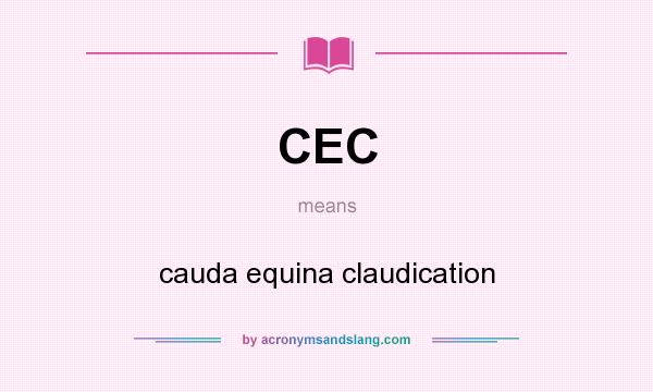 What does CEC mean? It stands for cauda equina claudication